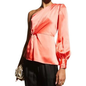 CINQ A SEPT Stace Silk One Shoulder Blouse NWT in‎ Coral